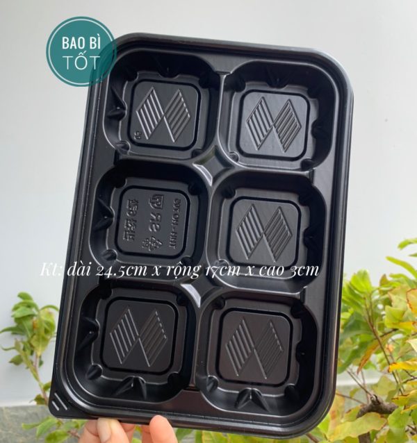 Hộp nhựa đen 6 ngăn