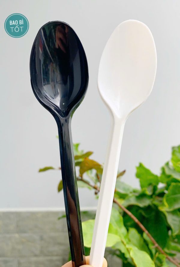 Muỗng nhựa lớn trắng đen