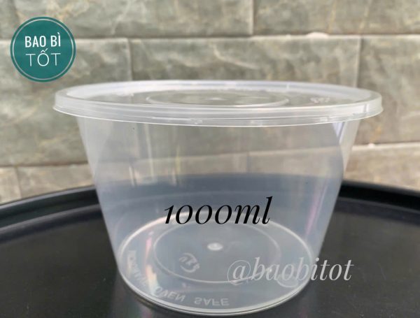Hộp nhựa tròn trong 1000ml