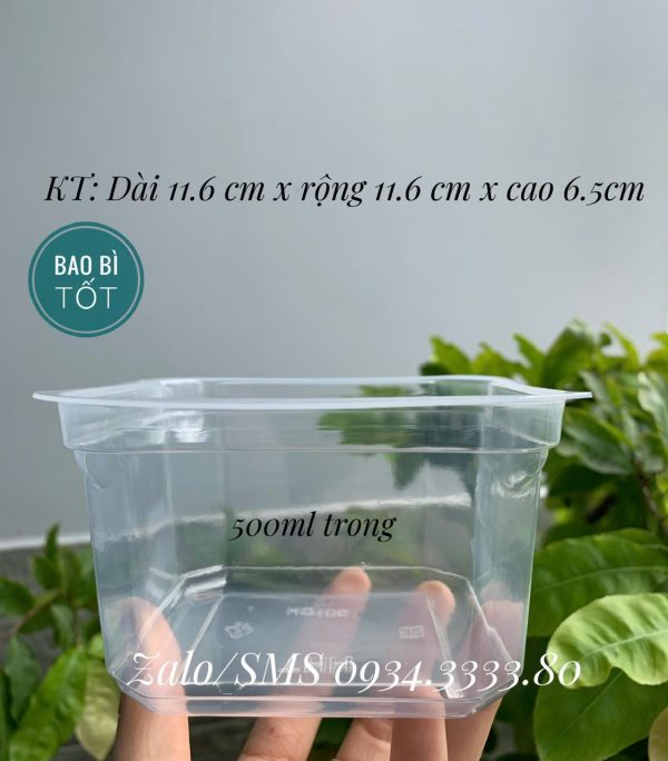 Hộp nhựa vuông trong 500ml