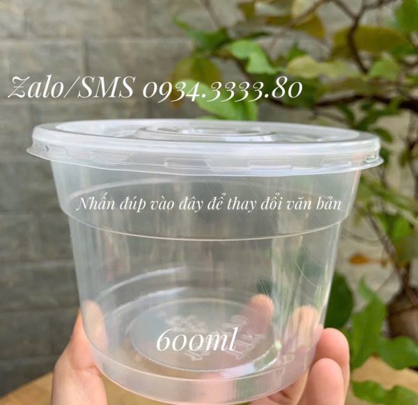 Thố nhựa nắp trong 600ml