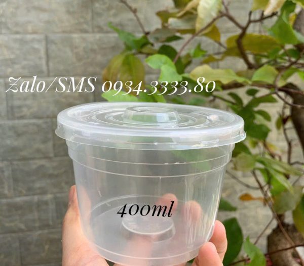 Thố nhựa nắp trong 400ml