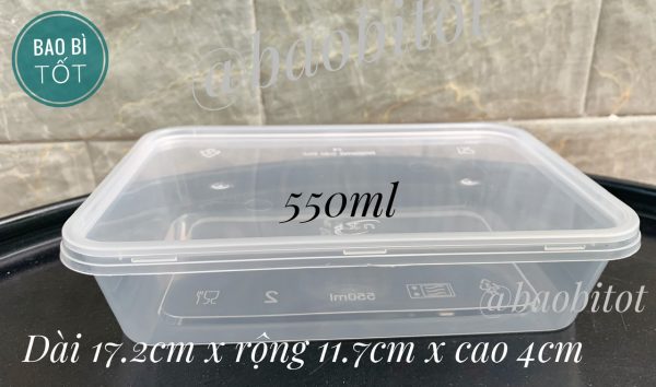 Hộp nhựa chữ nhật 550ml