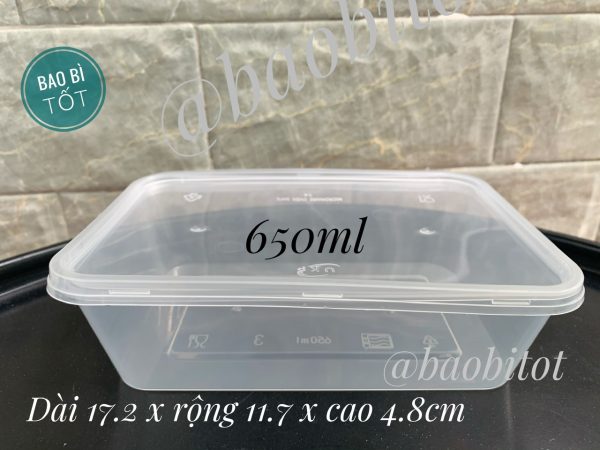 Hộp nhựa chữ nhật 650ml