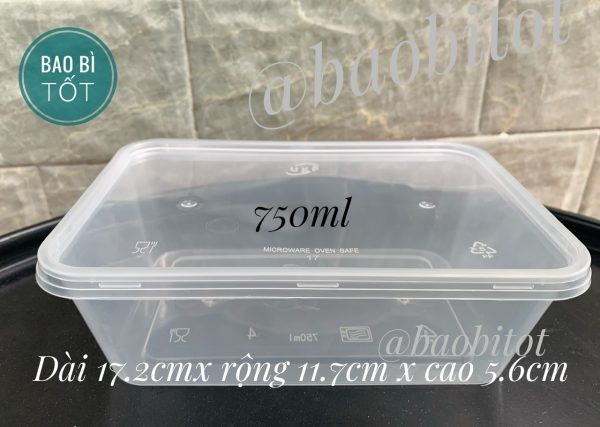 Hộp nhựa chữ nhật 750ml