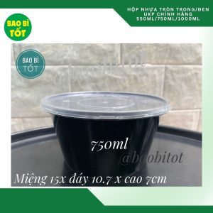 Hộp thực phẩm tròn đen UKP 750ml