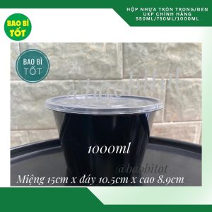 Hộp thực phẩm tròn đen UKP 1000ml