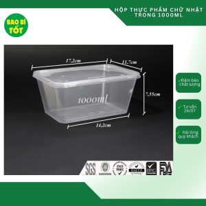 Hộp thực phẩm chữ nhật trong UKP 1000ml