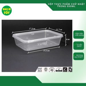 Hộp thực phẩm chữ nhật trong UKP 550ml