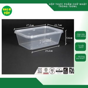Hộp thực phẩm chữ nhật trong UKP 750ml