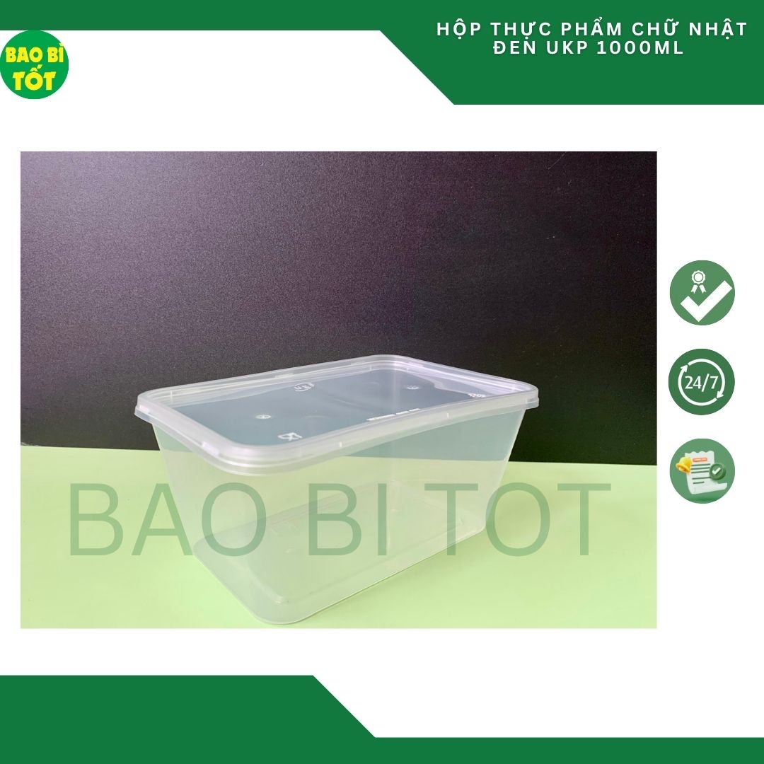 Hộp thực phẩm chữ nhật trong UKP 1000ml - Ảnh 2