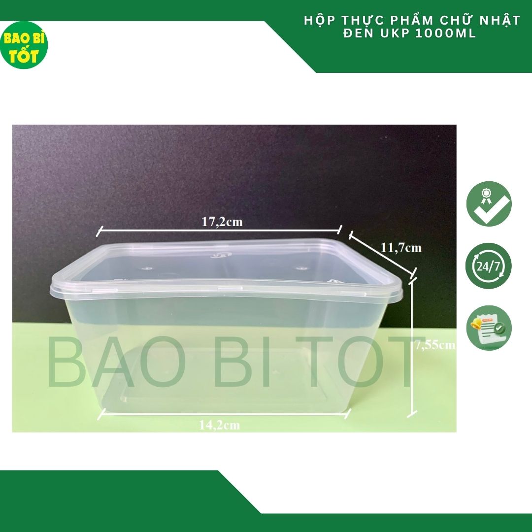 Hộp thực phẩm chữ nhật trong UKP 1000ml