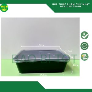 Hộp thực phẩm chữ nhật đen UKP 650ml