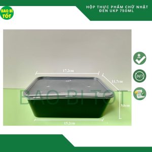 Hộp thực phẩm chữ nhật đen UKP 750ml