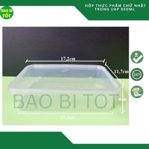 Hộp thực phẩm chữ nhật trong UKP 550ml