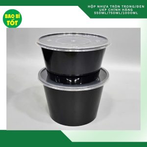 Hộp thực phẩm tròn đen UKP 1000ml