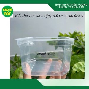 Hộp vuông trong 500ml THH+Nắp trong(PET)
