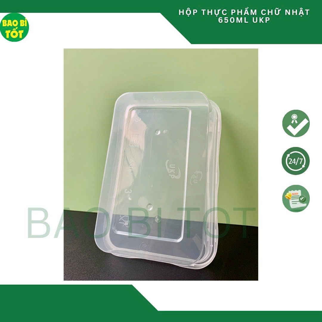 Hộp thực phẩm chữ nhật trong UKP 650ml - Ảnh 3
