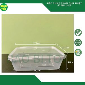 Hộp thực phẩm chữ nhật trong UKP 650ml