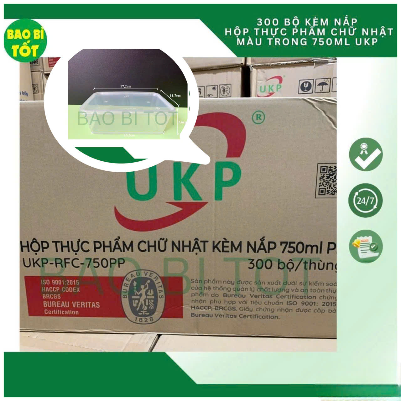 300 bộ Hộp thực phẩm chữ nhật trong UKP 750ml - Ảnh 5