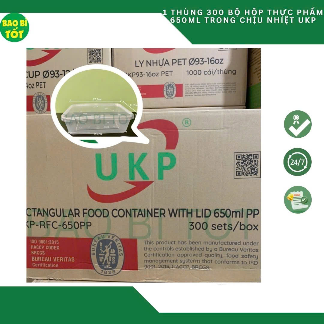 300 bộ Hộp thực phẩm chữ nhật trong UKP 650ml - Ảnh 5