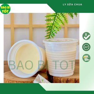 2000 bộ Ly nhựa sọc 120ml sữa THH + Nắp trong(PET)