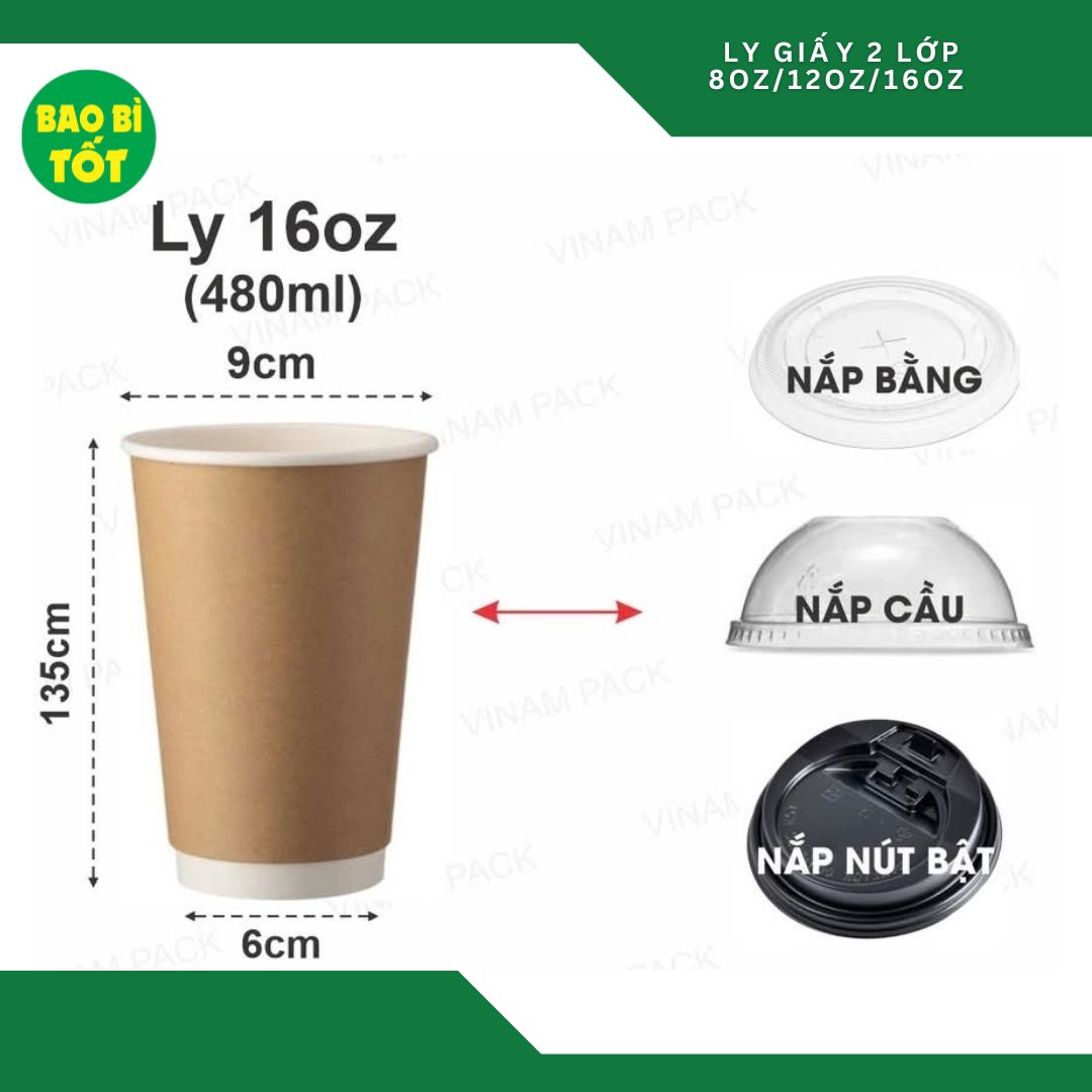 Ly giấy nâu 2 lớp 16oz VN