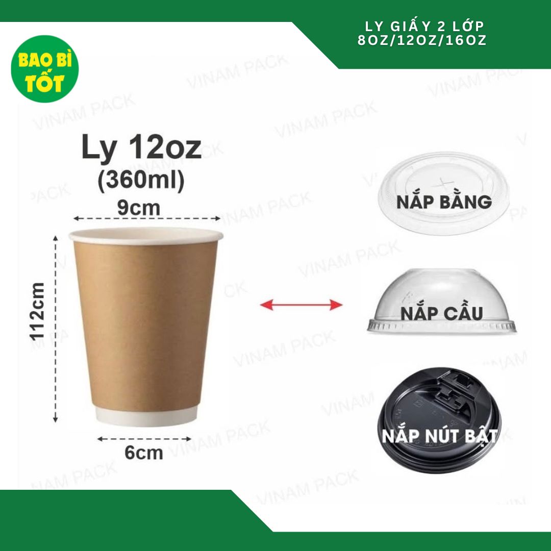 Ly giấy nâu 2 lớp 12oz VN