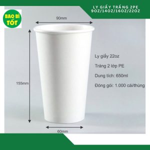 Ly giấy trắng 22oz 2PE VN