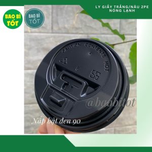 Nắp bật đen(PP) Ø 90 VN(Ly giấy)