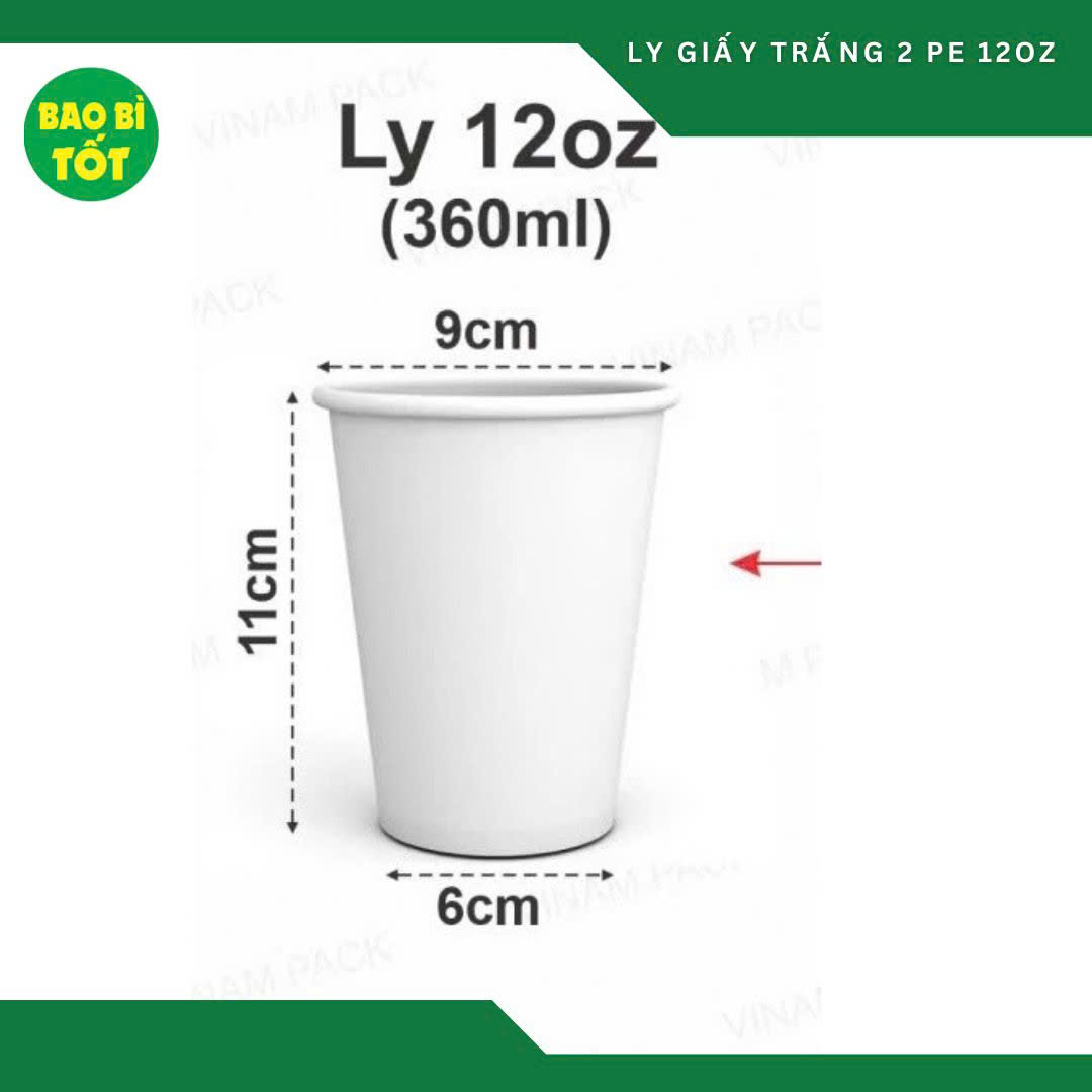 Ly giấy trắng 12oz 2PE VN
