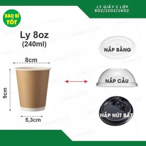 Ly giấy nâu 2 lớp 8oz VN