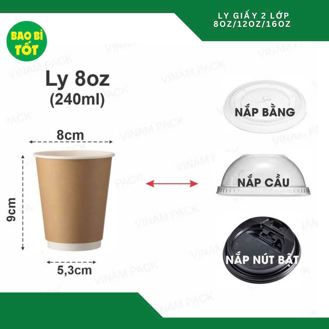 Ly giấy nâu 2 lớp 8oz VN