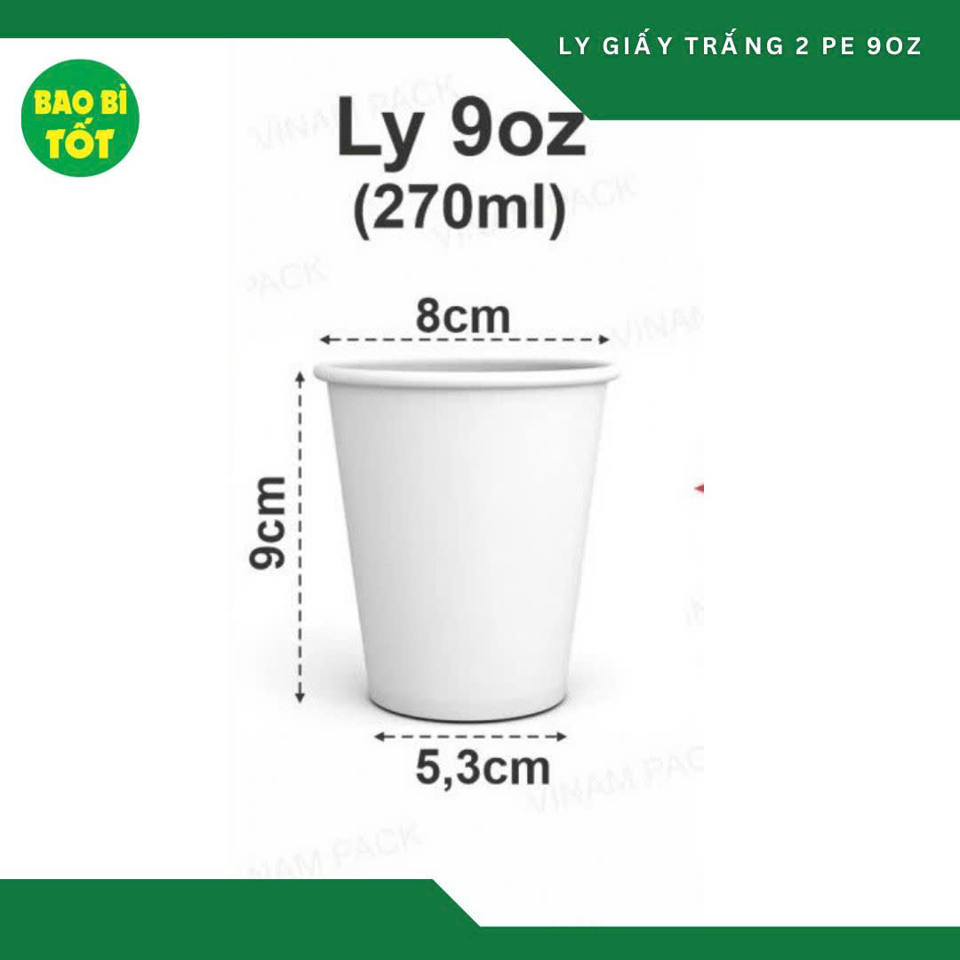 Ly giấy trắng 9oz 2PE VN