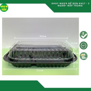 Khay đế đen KH17 - 2 ngăn +Nắp trong(PET)