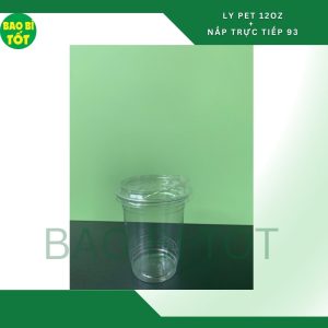 Ly nhựa PET 12oz(355ml) UKP + Nắp trực tiếp(sip lid) Ø 93
