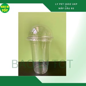 Ly nhựa PET 16oz(480ml) UKP + Nắp cầu PET(dome) Ø 93