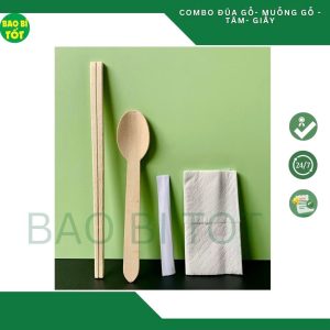 Combo Đũa muỗng tăm giấy gỗ