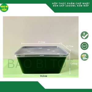 Hộp thực phẩm chữ nhật đen UKP 1000ml