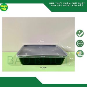 Hộp thực phẩm chữ nhật đen UKP 550ml