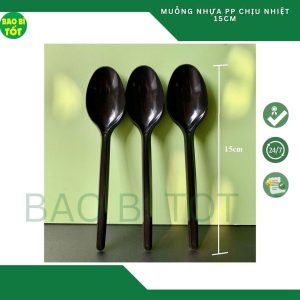Muỗng ngắn PP đen 15cm VN