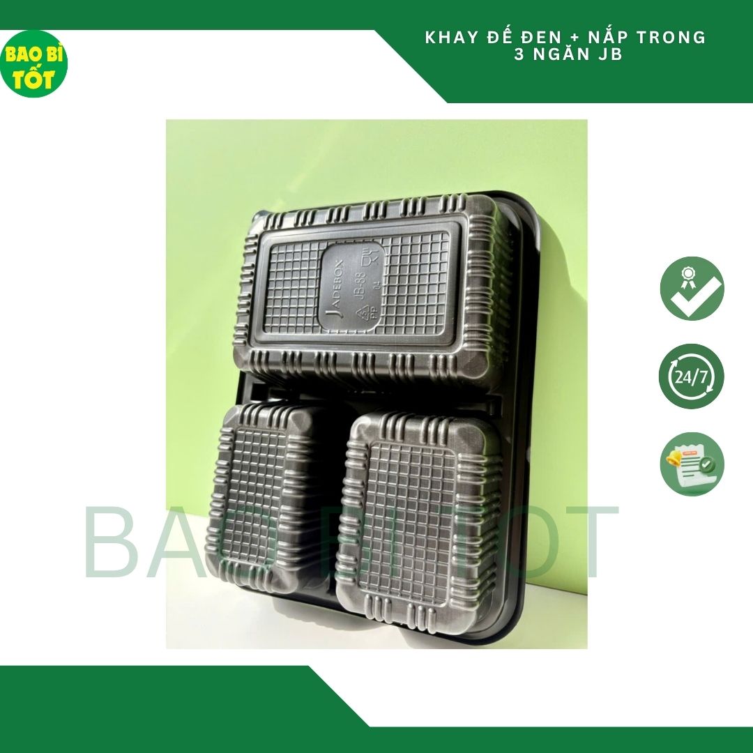 Hộp đế đen 3 ngăn+nắp trong(PET) JB88 - Ảnh 4