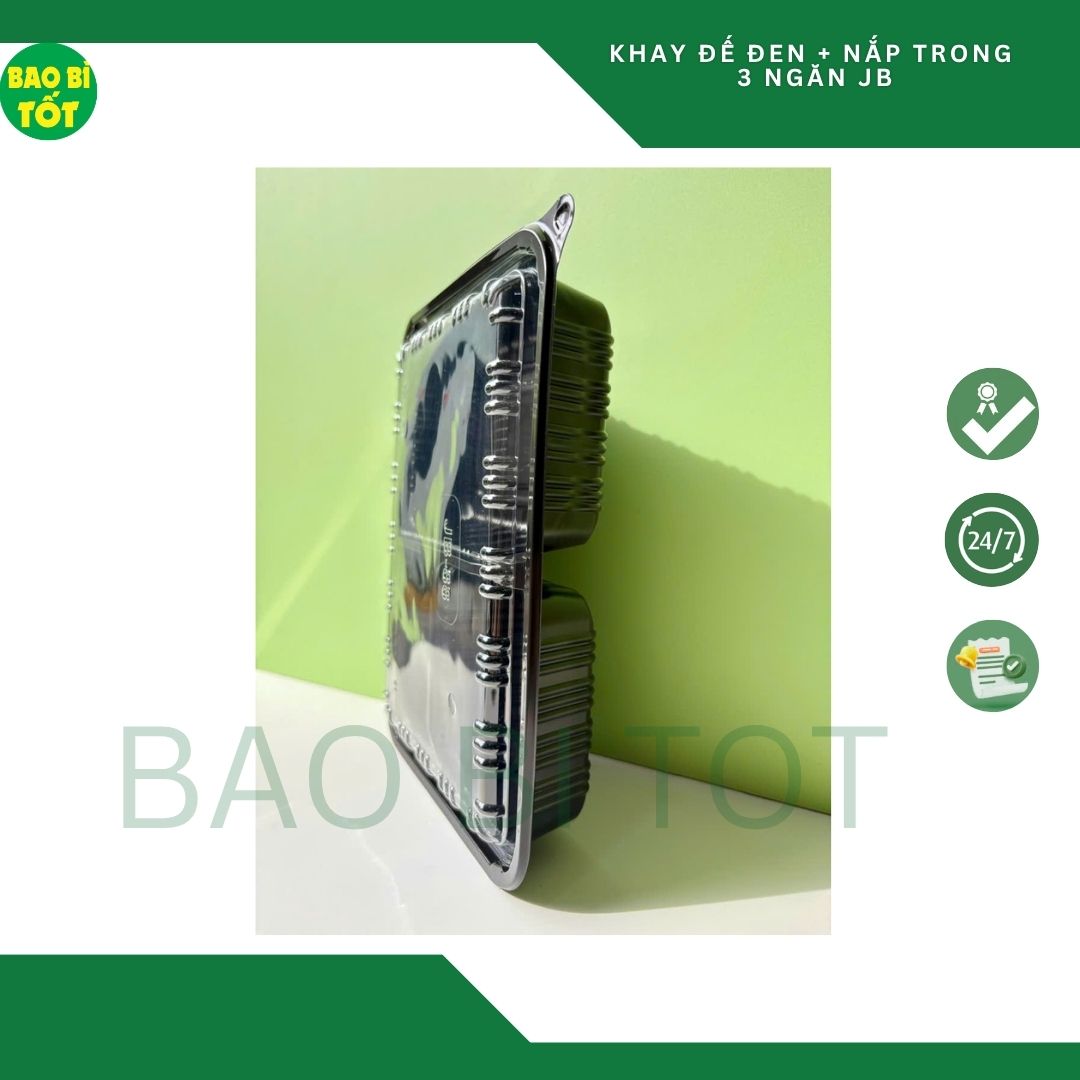 Hộp đế đen 3 ngăn+nắp trong(PET) JB88 - Ảnh 2