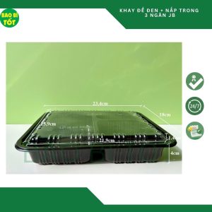 Hộp đế đen 3 ngăn+nắp trong(PET) JB88