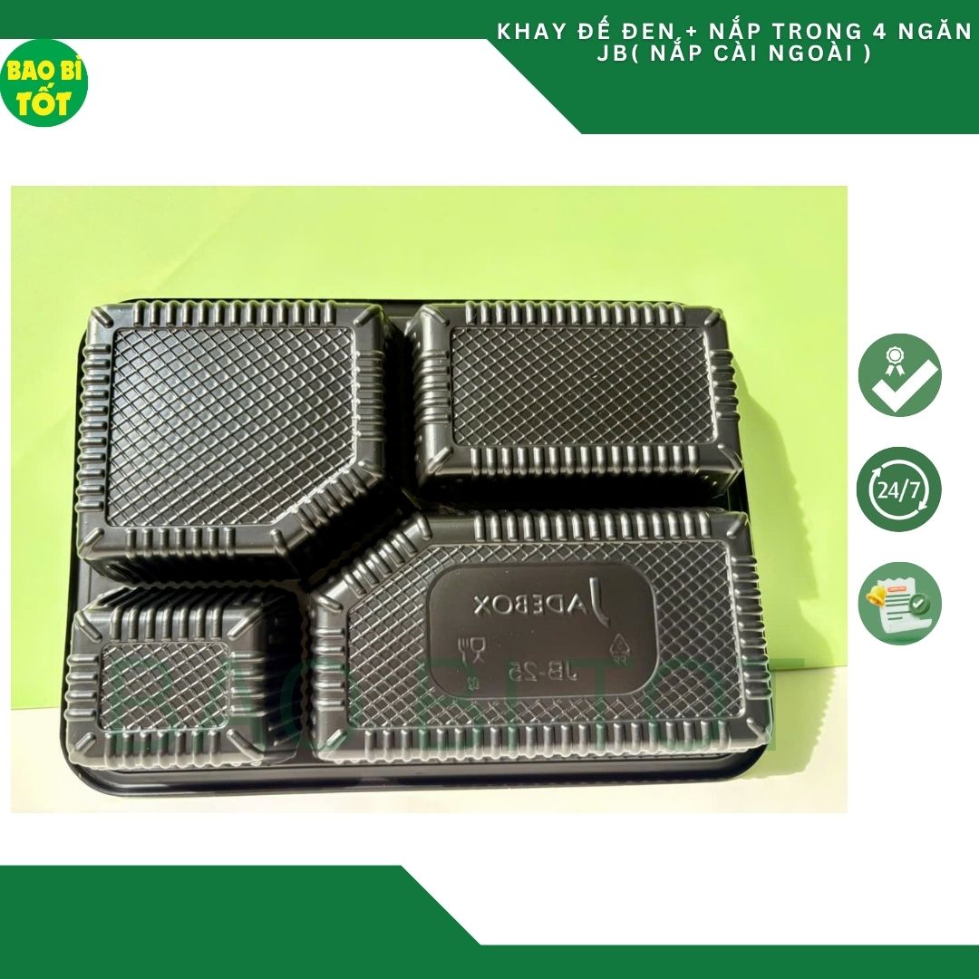 Hộp đế đen 4 ngăn+nắp trong(PET) JB25 - Ảnh 5