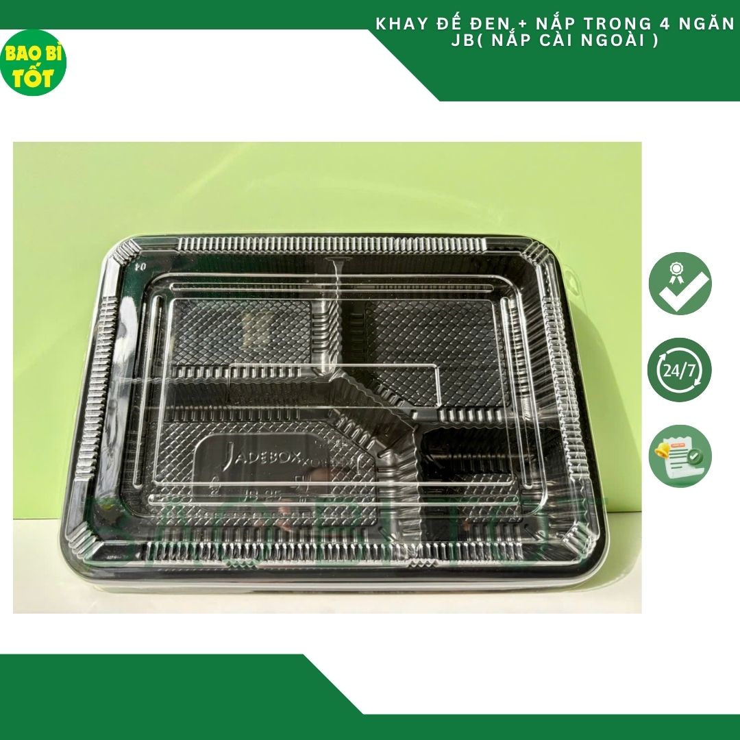 Hộp đế đen 4 ngăn+nắp trong(PET) JB25 - Ảnh 4