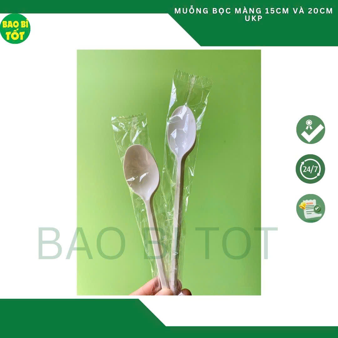 Muỗng bọc màng PP trắng 20cm UKP - Ảnh 2