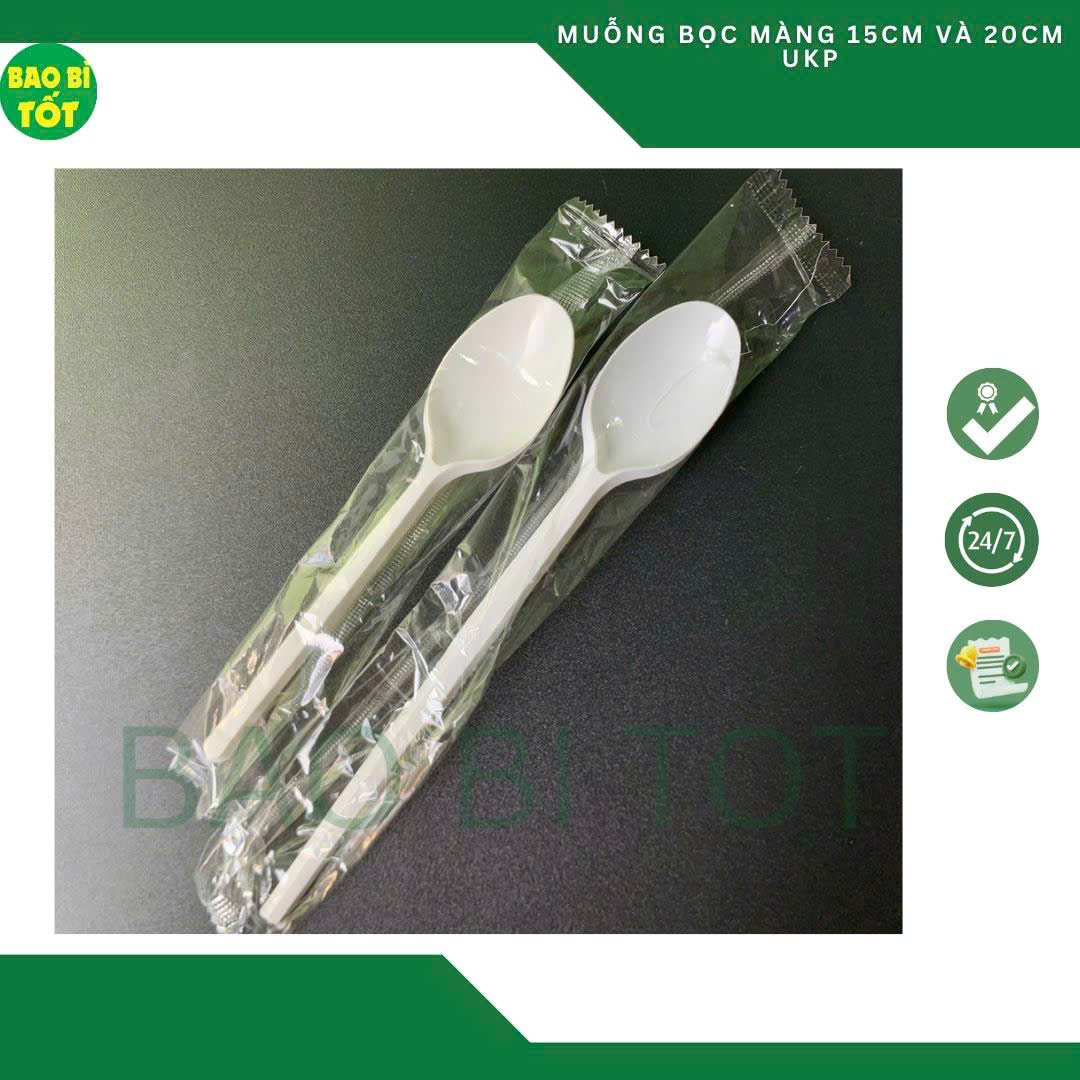 Muỗng bọc màng PP trắng 15cm UKP - Ảnh 2